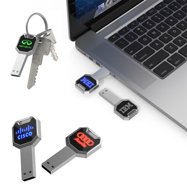 USB drive made of metal that lights up when plugged into... from ASI 63776 KTI Networks Inc