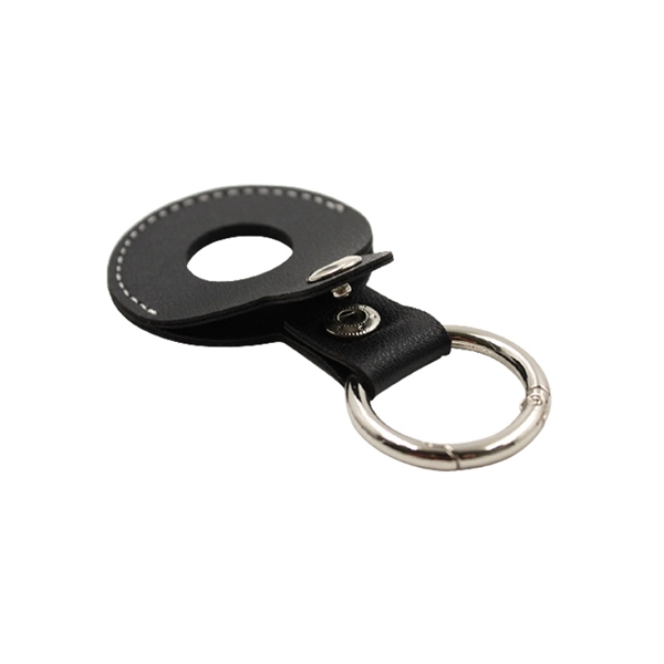 3.82" x 1.97" round PU Leather AirTag Holder with Keyring plus... from ASI 37218 Athena Promo (tm)