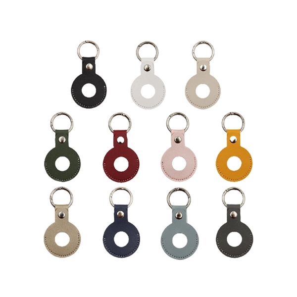 3.82" x 1.97" round PU Leather AirTag Holder with Keyring plus... from ASI 37218 Athena Promo (tm)