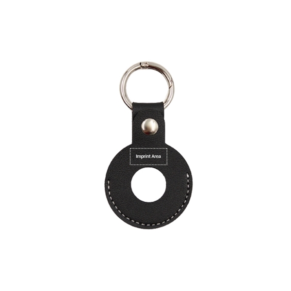 3.82" x 1.97" round PU Leather AirTag Holder with Keyring plus... from ASI 37218 Athena Promo (tm)