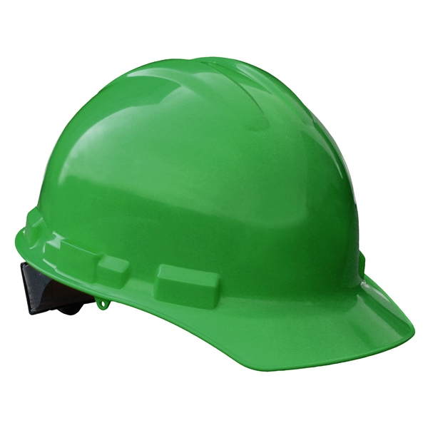 Polyethylene hard hats feature a pillowed brow pad with nylon crown... from ASI 79898 Promovision / PROMOVISION