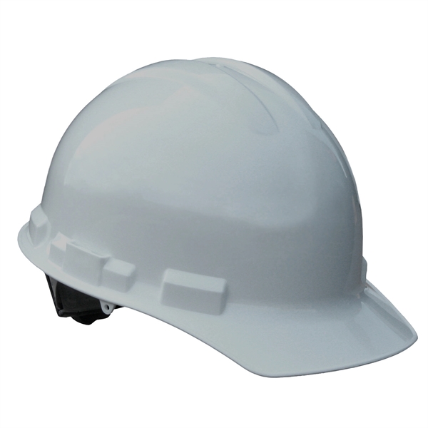 Polyethylene hard hats feature a pillowed brow pad with nylon crown... from ASI 79898 Promovision / PROMOVISION