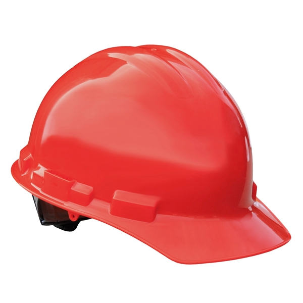 Polyethylene hard hats feature a pillowed brow pad with nylon crown... from ASI 79898 Promovision / PROMOVISION