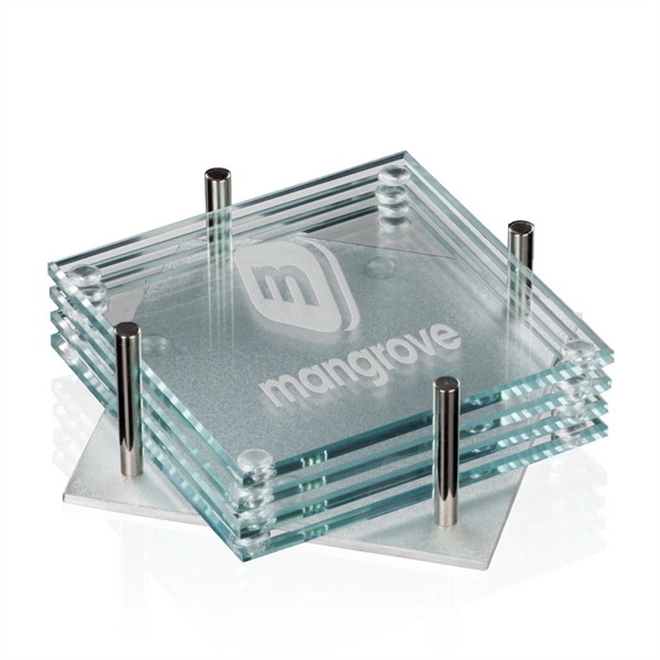 Square Coaster - Set of 4 on Aluminum Base.... from ASI 84592 St Regis Group