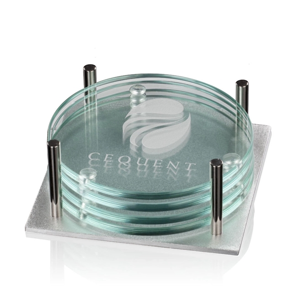 Round Coasters - Set of 4 or 6 on Aluminum Base.... from ASI 84592 St Regis Group