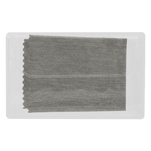 Heathered cleaning cloth in a case for wiping smudges and fingerprints... from ASI 61125 Hit Promotional Products / Hit®