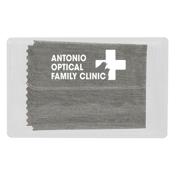 Heathered cleaning cloth in a case for wiping smudges and fingerprints... from ASI 61125 Hit Promotional Products / Hit®