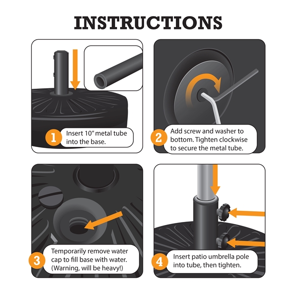 Black patio umbrella base. High-density, impact-resistant plastic. Fill with water.... from ASI 89955 StrombergBrand / Stromberg Brand