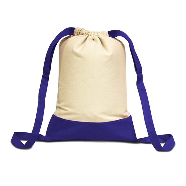 Cotton canvas drawstring bag with contrast bottom and matching cord.... from ASI 66230 Landes Inc