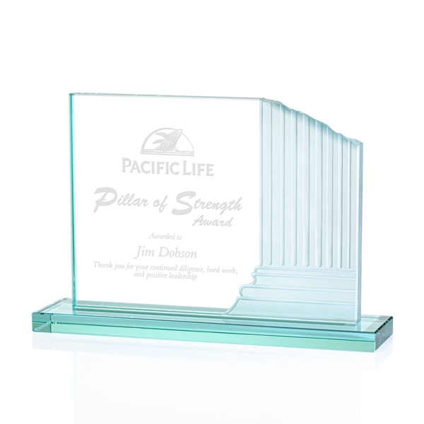 Jade color 3/4-inch thick award with frosted etched pillar on a... from ASI 84592 St Regis Group / St Regis
