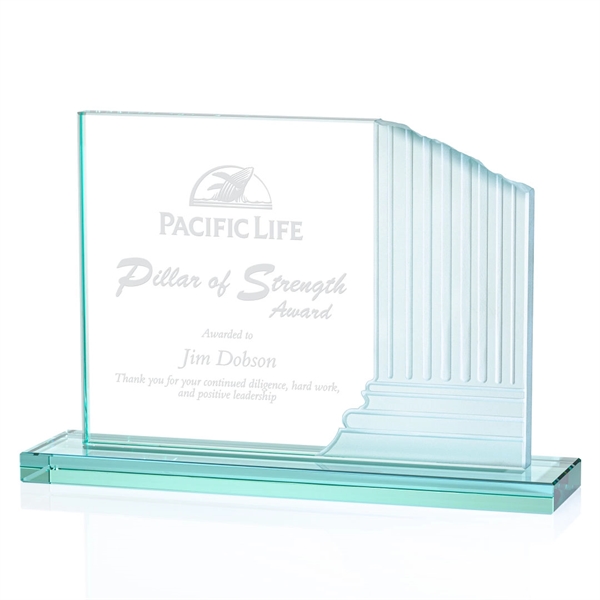 Jade color 3/4-inch thick award with frosted etched pillar on a... from ASI 84592 St Regis Group / St Regis