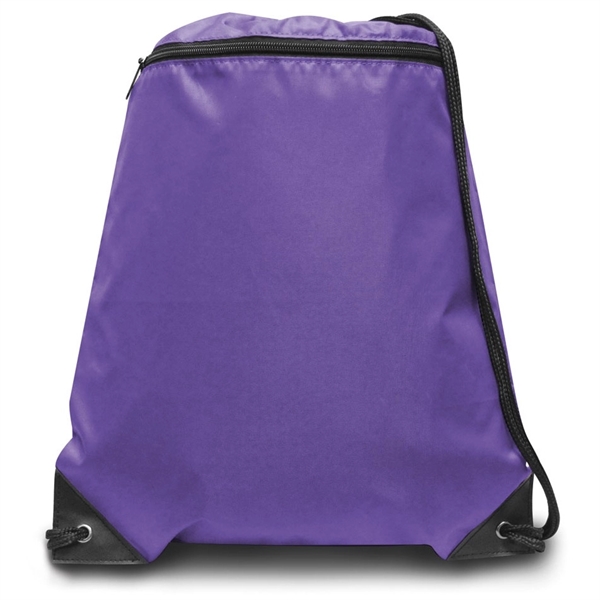 The drawstring backpack with large zipper front pocket and no brand... from ASI 66230 Landes Inc