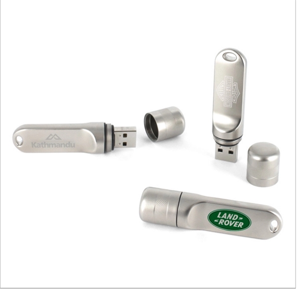 Metal USB drive with silver textured metal casing; offered in multiple... from ASI 63776 KTI Networks Inc