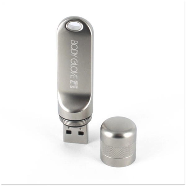Metal USB drive with silver textured metal casing; offered in multiple... from ASI 63776 KTI Networks Inc
