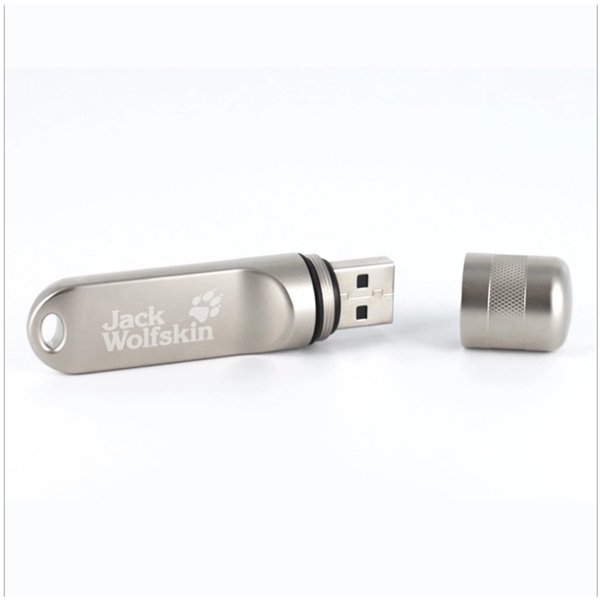 Metal USB drive with silver textured metal casing; offered in multiple... from ASI 63776 KTI Networks Inc