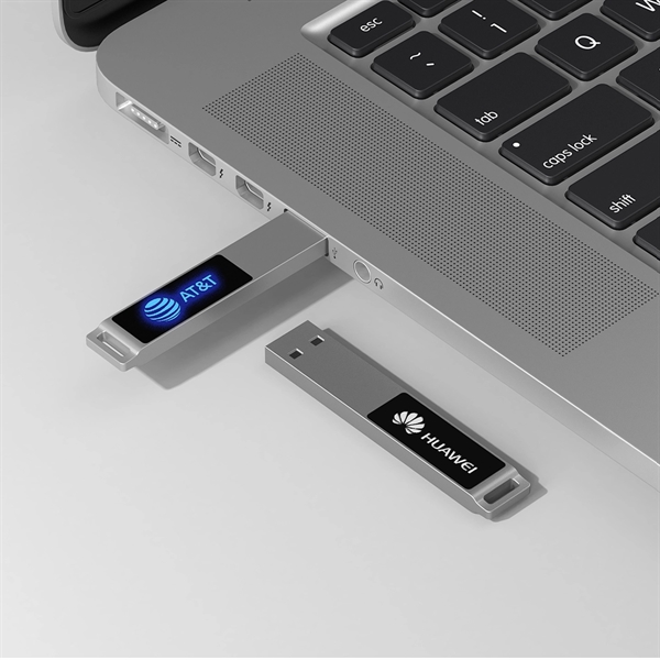 USB drive made of metal that lights up when plugged into... from ASI 63776 KTI Networks Inc