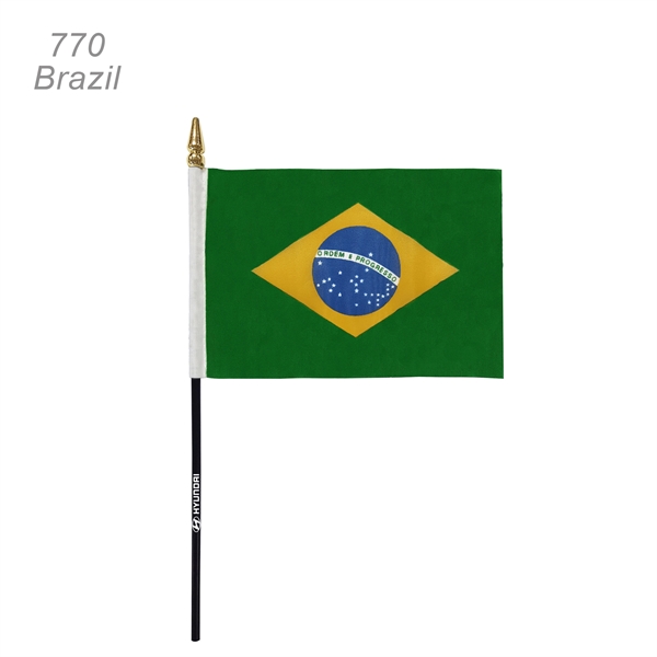 Brazil 4" x 6" flag made from 100% superior polyester fabric... from ASI 45100 Chulani Promotional Products, Inc / Competitive Edge Innovations/Chulani