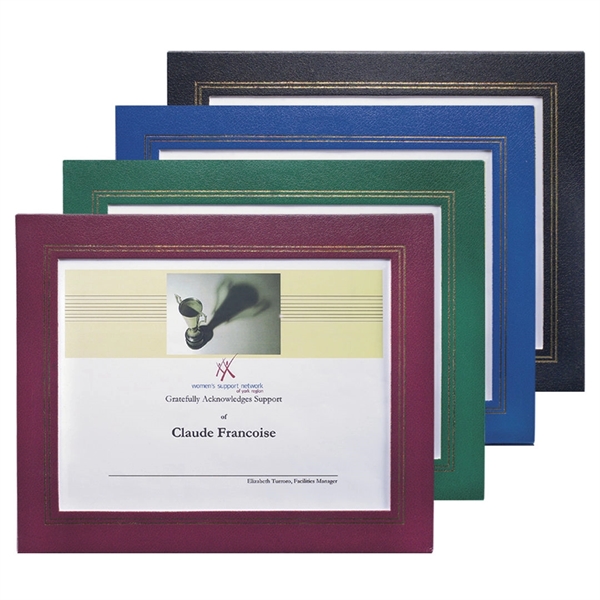 Black, Blue, Burgundy, or Green leatherette certificate frame with gold accents.... from ASI 84592 St Regis Group / St Regis