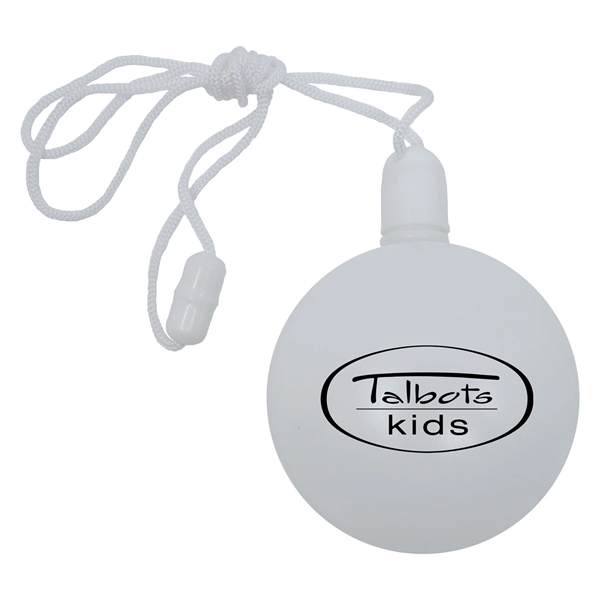 2.75" x 3.25" round plastic bubble dispenser on breakaway cord.... from ASI 90807 Tekweld