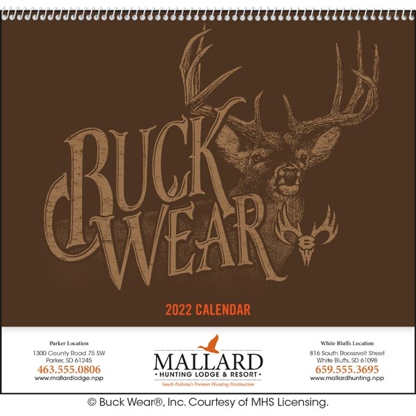 Buck Wear® 2023 spiral-bound wall calendar with UV-coated cover.... from ASI 40480 Koozie Group