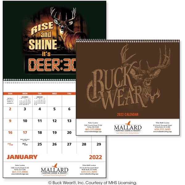 Buck Wear® 2023 spiral-bound wall calendar with UV-coated cover.... from ASI 40480 Koozie Group