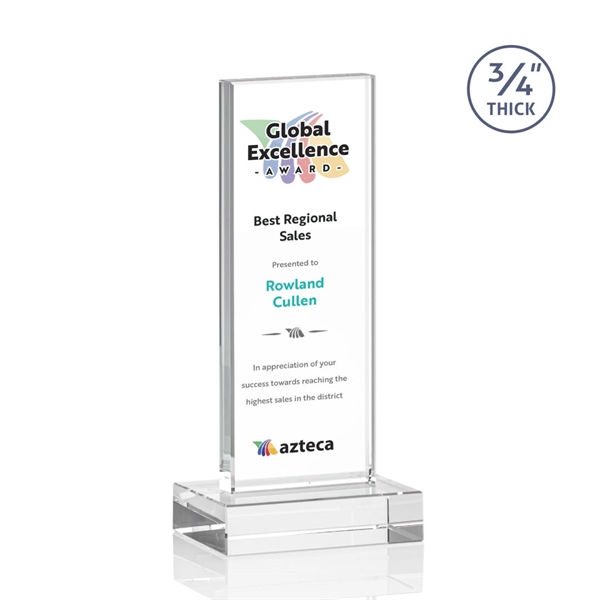 Starfire Crystal Award features a bold vertical pane with large imprint... from ASI 84592 St Regis Group / St Regis