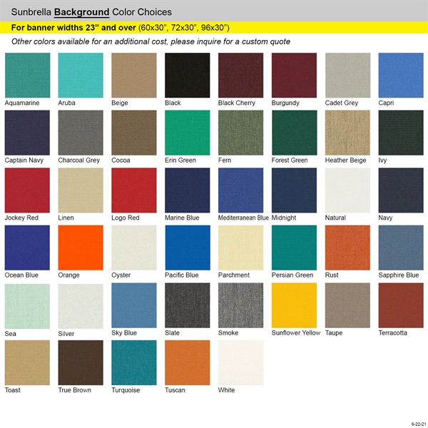 60" X 30" 2 Color Imprint Custom Sunbrella Avenue Banner... from ASI 80228 Quinn