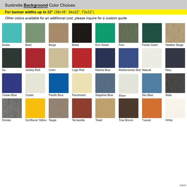 72" X 22" 2 Color imprint Custom Sunbrella Avenue Banner... from ASI 80228 Quinn