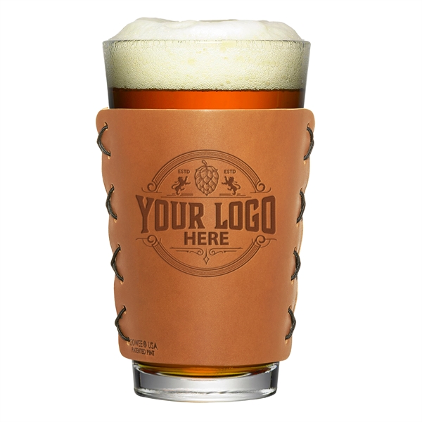The Original Double Stitched Leather Pint Glass Holder Sleeve for 16-oz... from ASI 75126 Oowee Products / OOWEE PRODUCTS