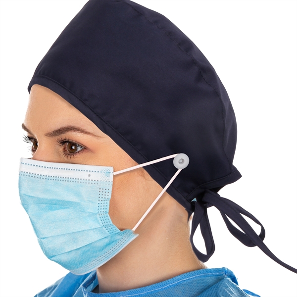 Surgical cap with tie in the back and button for face... from ASI 66230 Landes Inc