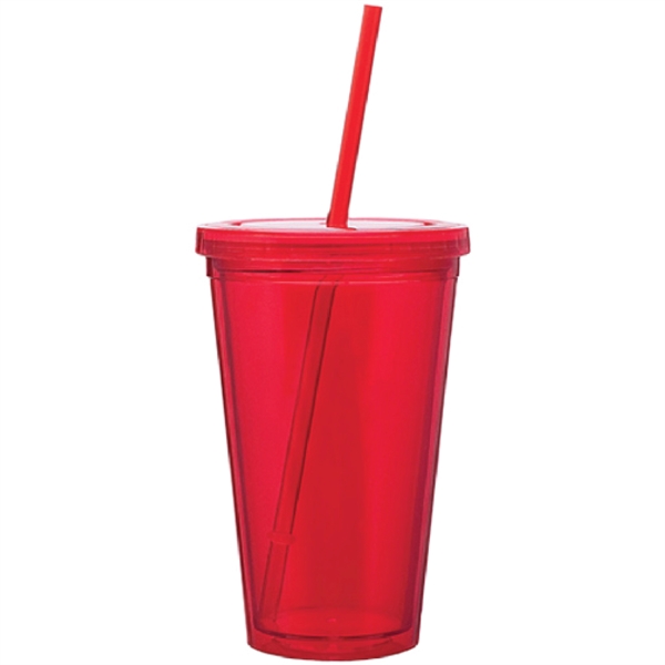 16 oz. double wall acrylic translucent cup equipped with a straw... from ASI 57956 Graphco line