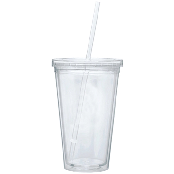 16 oz. double wall acrylic translucent cup equipped with a straw... from ASI 57956 Graphco line