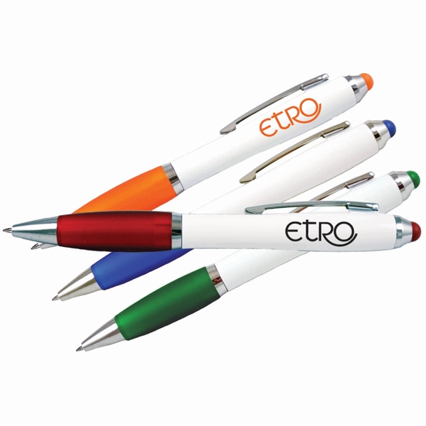 White PDA stylus pen with matching colored grip and nibs with... from ASI 57956 Graphco line