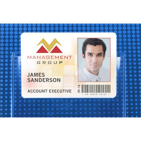 Premium vinyl badge holders attach easily to clothing with a rotating... from ASI 79898 Promovision / PROMOVISION