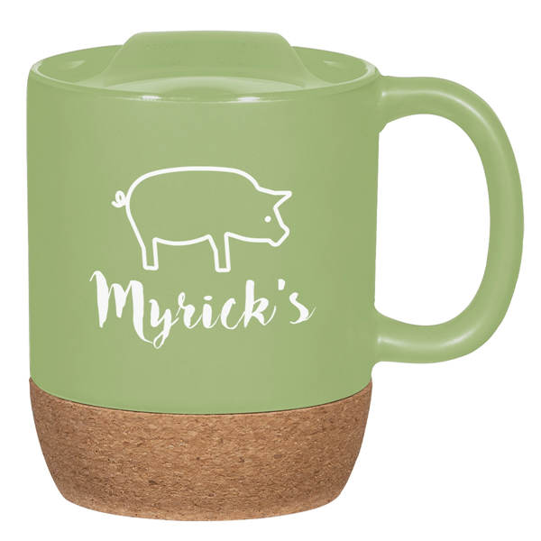 14 oz. mug with cork base that protects hands and surfaces... from ASI 61125 Hit Promotional Products / Hit®