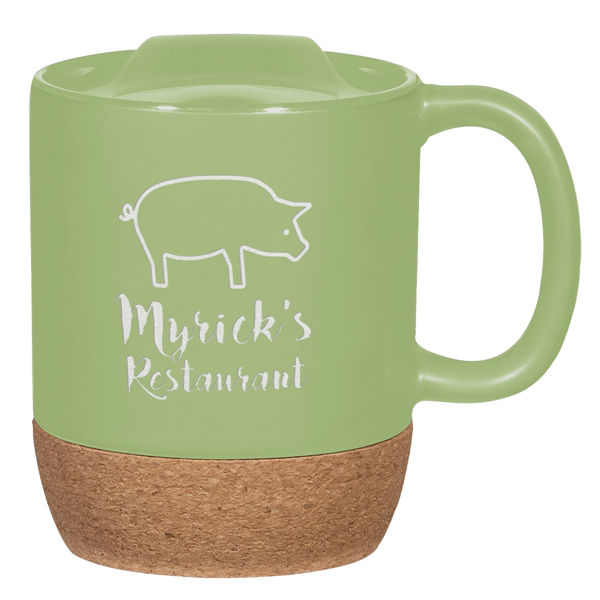 14 oz. mug with cork base that protects hands and surfaces... from ASI 61125 Hit Promotional Products / Hit®
