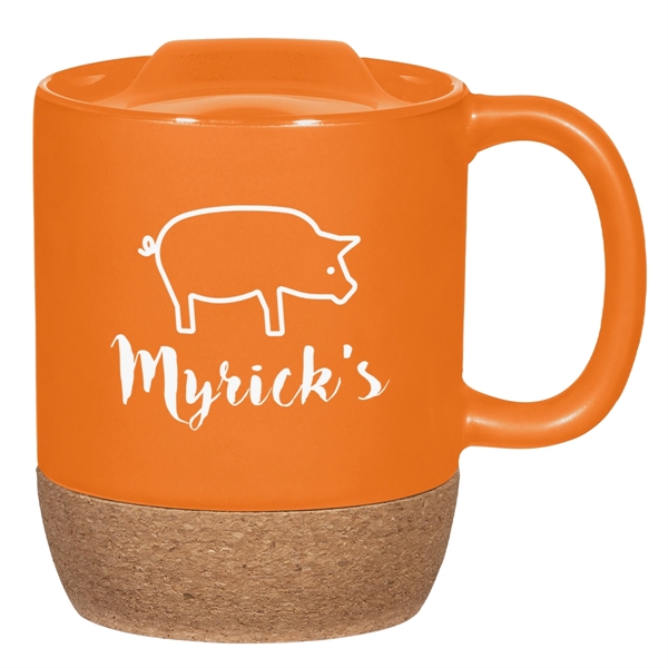 14 oz. mug with cork base that protects hands and surfaces... from ASI 61125 Hit Promotional Products / Hit®
