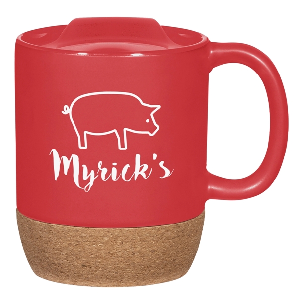 14 oz. mug with cork base that protects hands and surfaces... from ASI 61125 Hit Promotional Products / Hit®
