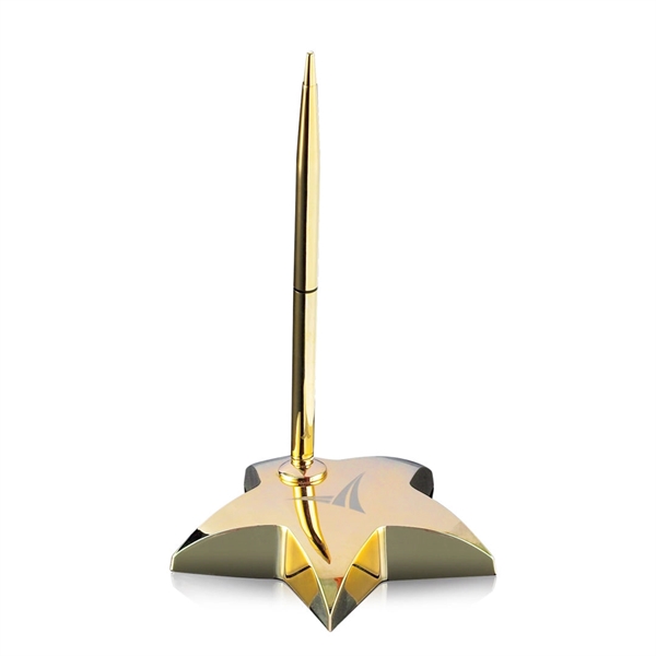 Opulent, dazzling 4-inch star pen set paperweight in 2 metallic finishes.... from ASI 84592 St Regis Group / St Regis