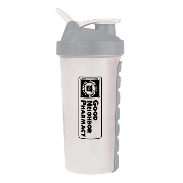 Medicine reminder drink cup with 7-day medicine case, flip-top lid, and... from ASI 68507 The Magnet Group / Perfect Line