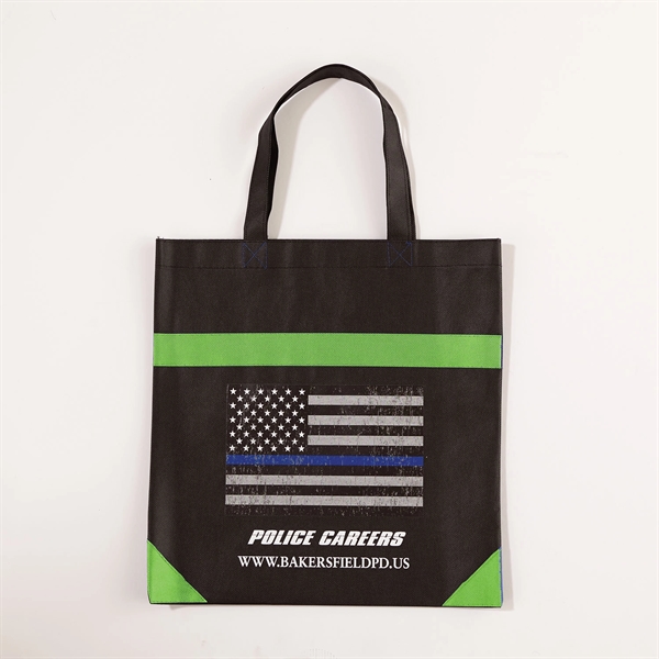 Non-woven shopping tote bag with 15" straps and a sewn-in plastic... from ASI 68507 The Magnet Group / Perfect Line