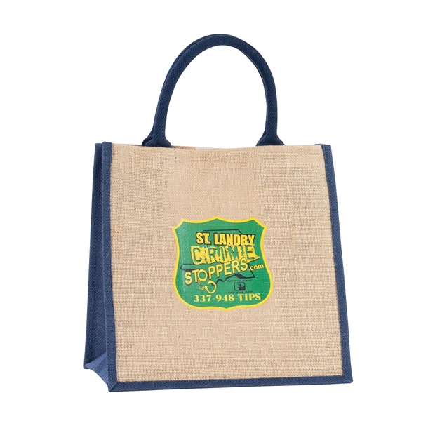 All-natural jute tote bag with strong handles, 7.5" gusset and color... from ASI 68507 The Magnet Group / Perfect Line
