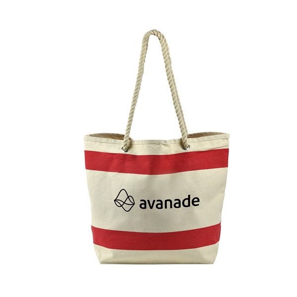 Natural canvas striped tote bag with a thick rope handle.... from ASI 68507 The Magnet Group / Perfect Line