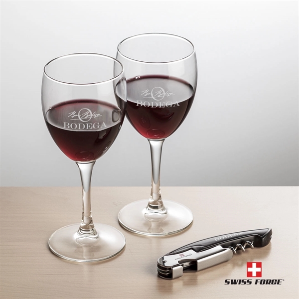 Giftset includes 2 Carberry Stemmed wine glasses and Swiss Force® Impressive... from ASI 84592 St Regis Group