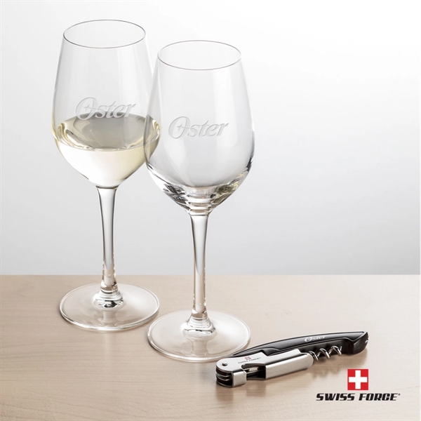 Giftset includes 2 Lethbridge  Stemmed wine glasses and Swiss Force®... from ASI 84592 St Regis Group