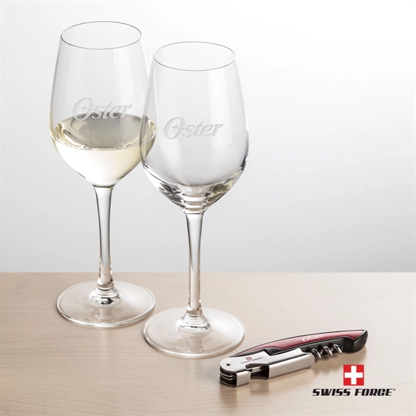 Giftset includes 2 Lethbridge  Stemmed wine glasses and Swiss Force®... from ASI 84592 St Regis Group