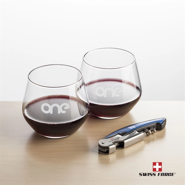 Giftset includes 2 Manddelay stemless wine glasses and Swiss Force® Impressive... from ASI 84592 St Regis Group
