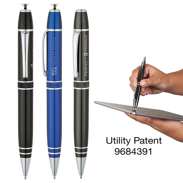 Aluminum twist-action ballpoint pen with retractable precision stylus.... from ASI 67866 Logomark/Valumark