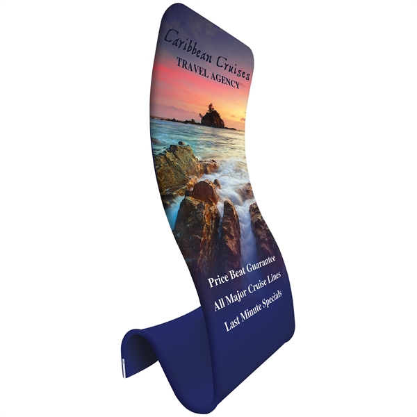 Ribbon shaped aluminum tube style frame with stretch polyester banner... from ASI 80228 Quinn