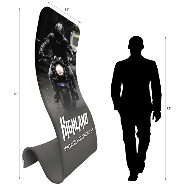 Ribbon shaped aluminum tube style frame with stretch polyester banner... from ASI 80228 Quinn